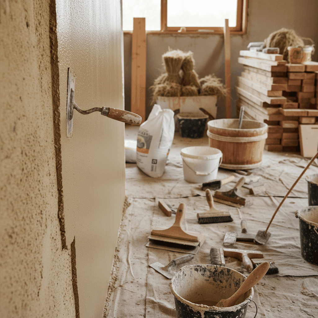 Application enduit chaux chanvre