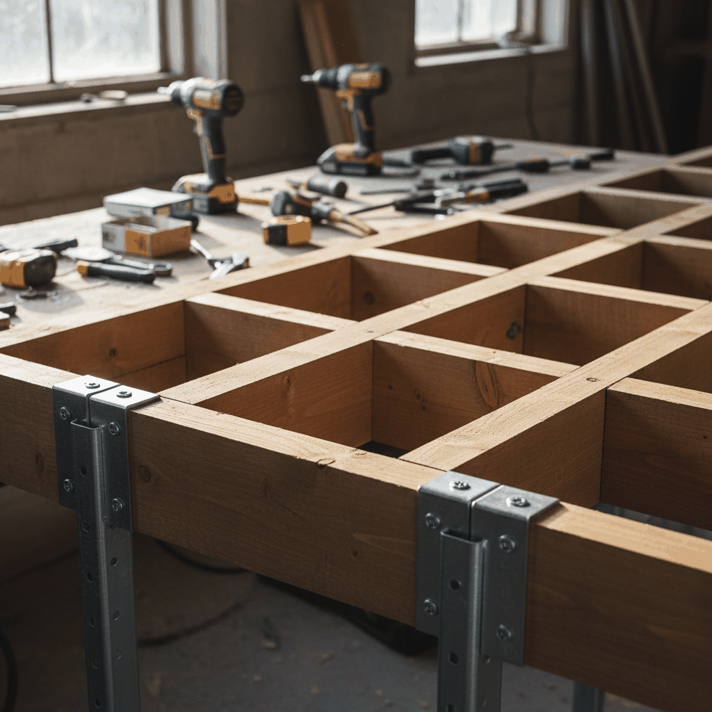 Assemblage poteaux lambourdes