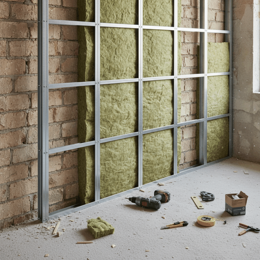 Cloison acoustique rail montage