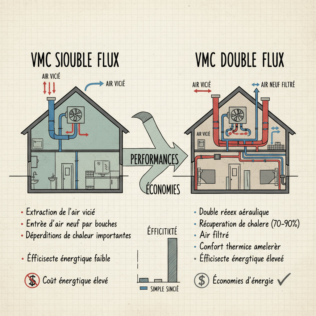 Comparaison VMC double flux simple flux