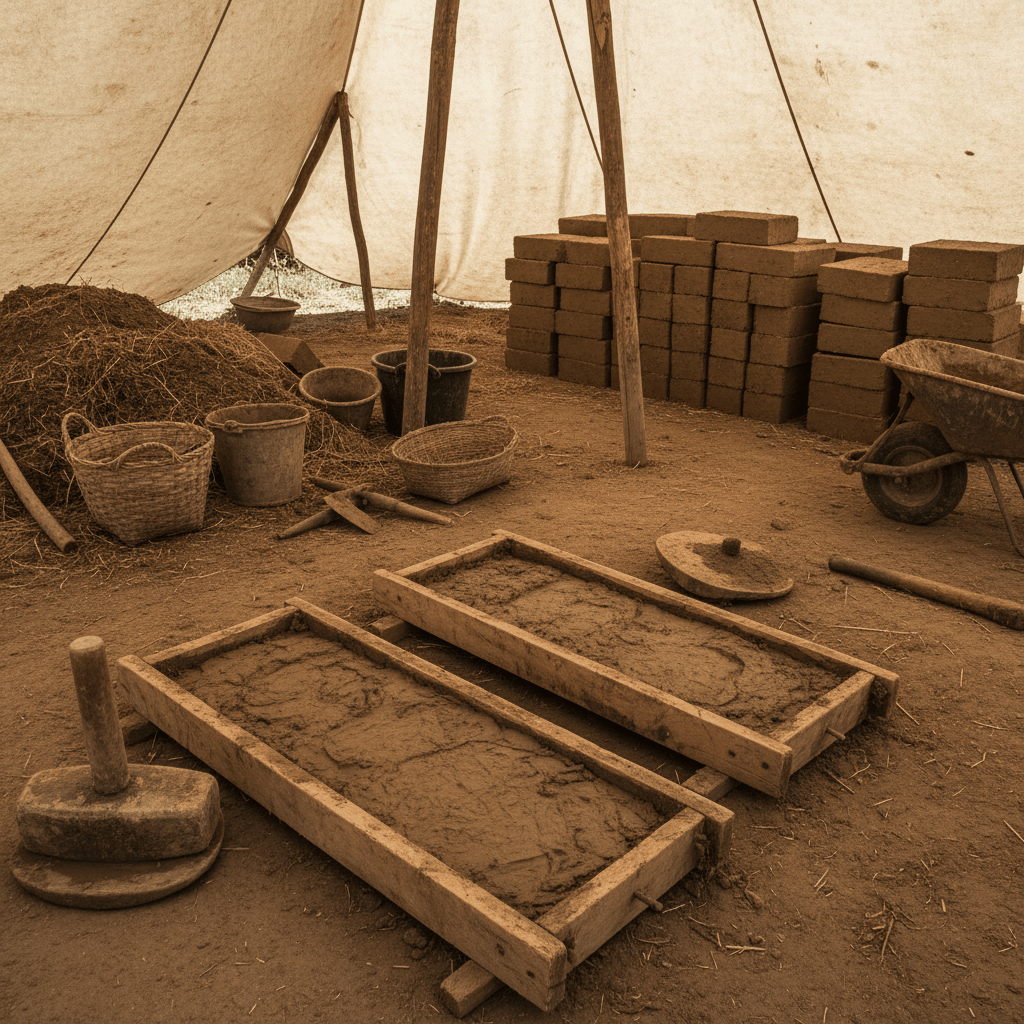 Fabrication brique terre crue