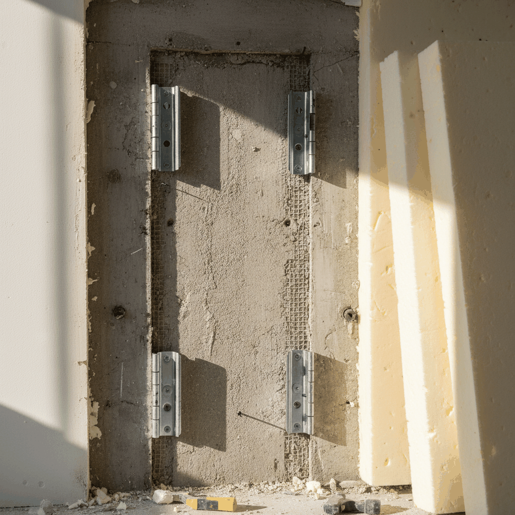 Fixation volet ITE installation