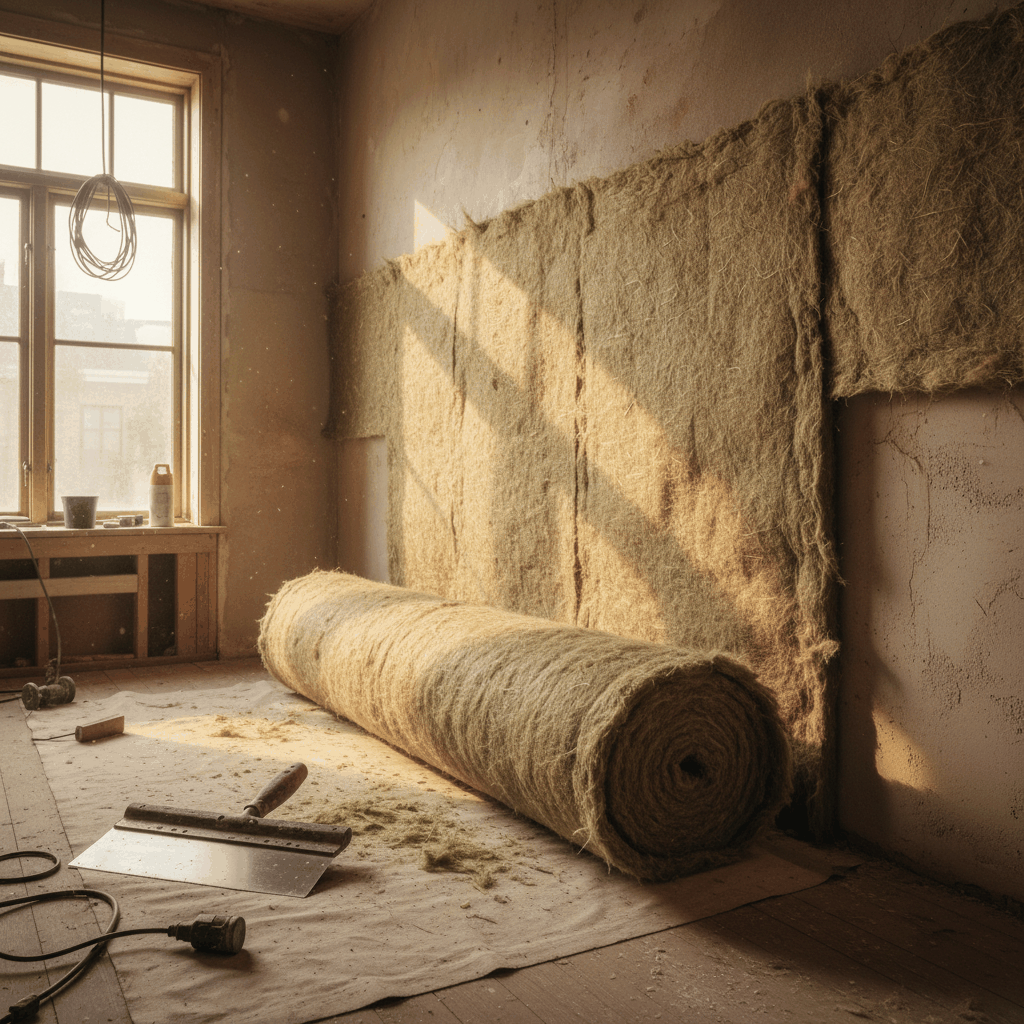 Installation chanvre rouleaux