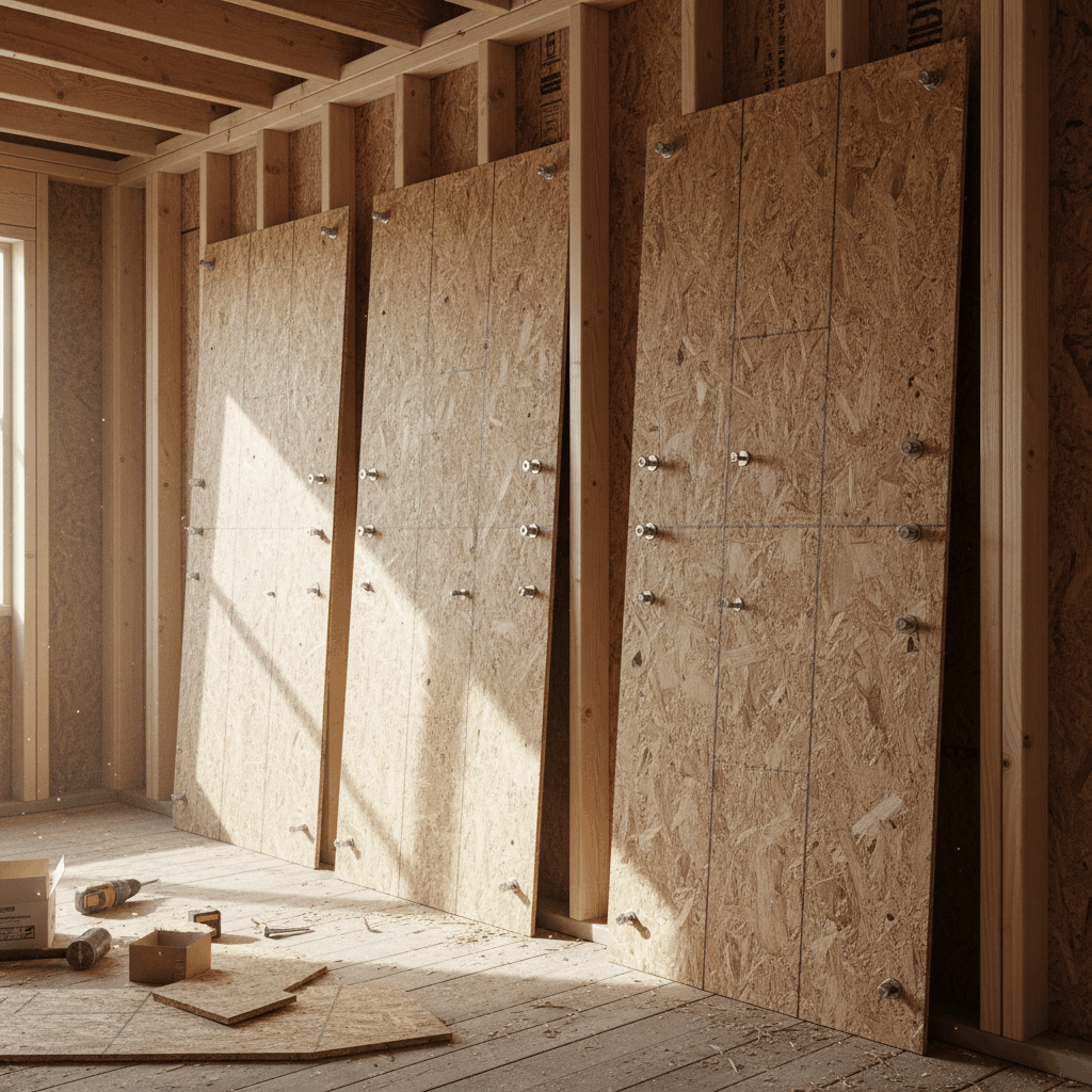 Installation panneaux OSB mur