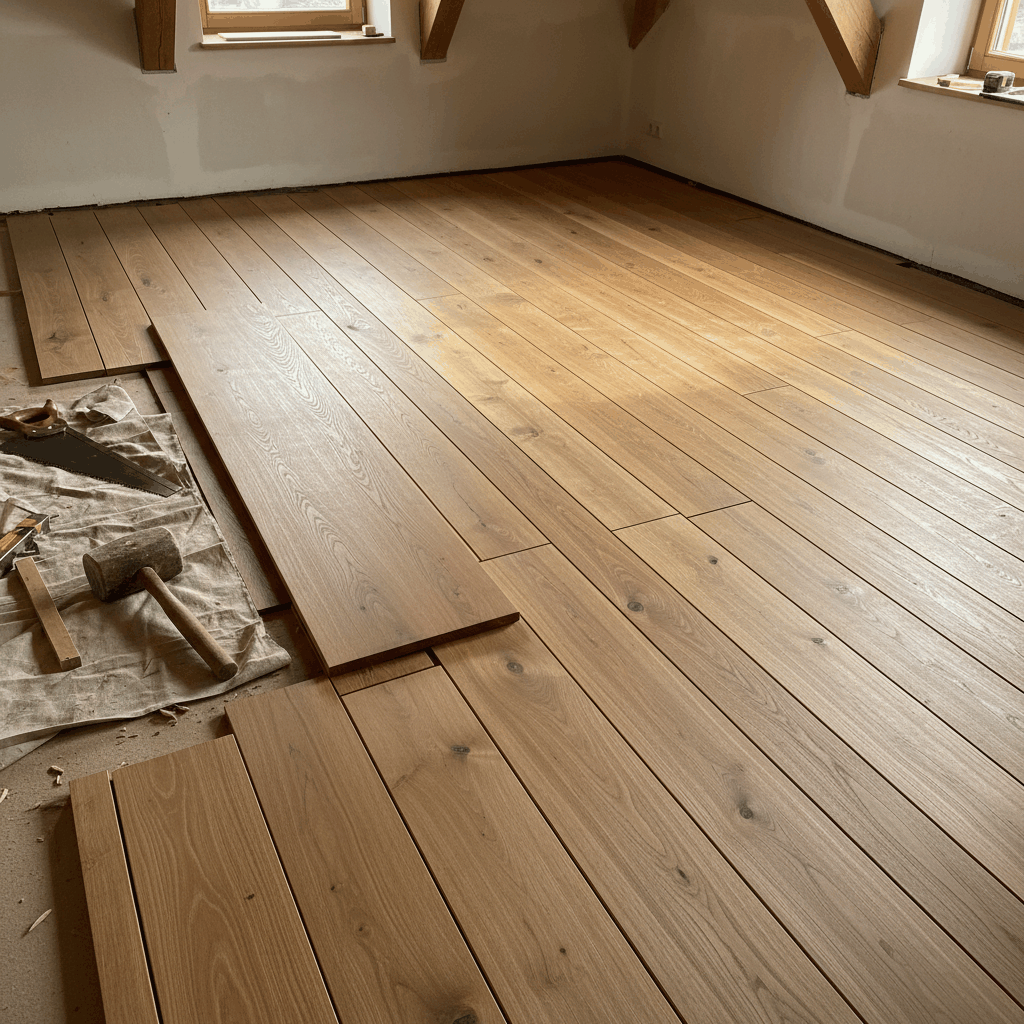 Installation parquet bois mélèze