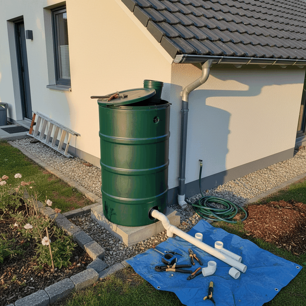 Installation récupérateur eau pluie