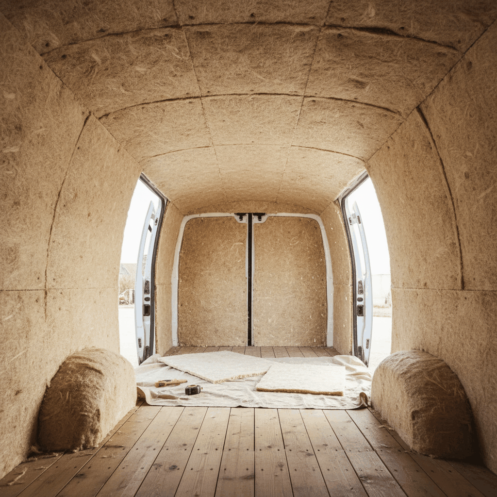 Isolation fourgon laine bois