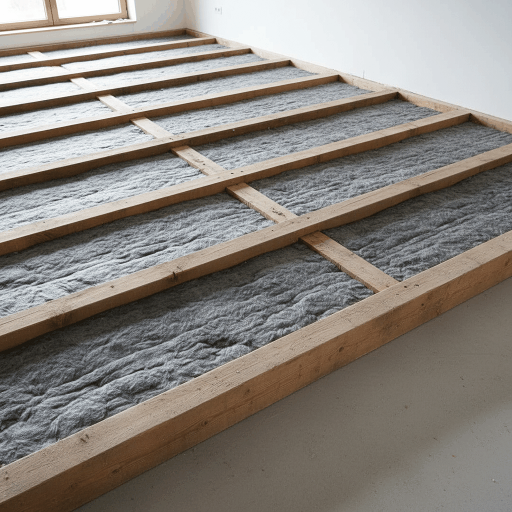 Isolation sous plancher bois