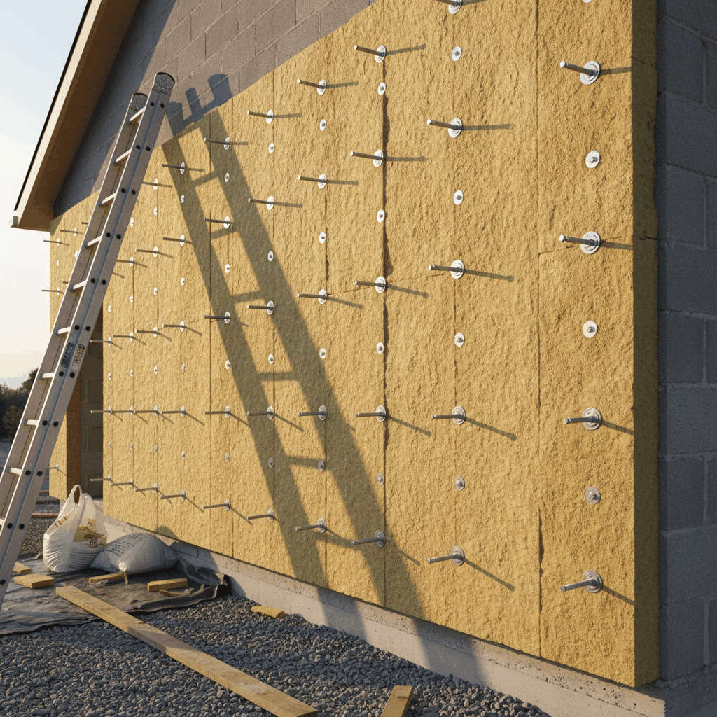 Panneaux isolants ITE installation