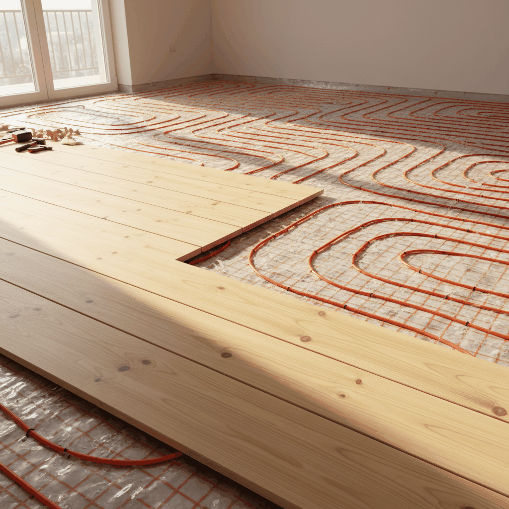 Parquet pin sapin chauffage au sol